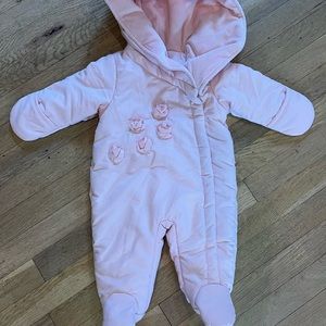 Baby pink snowsuit onesie warm winter suit for 6 months